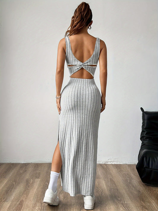 Chic, Comfortable Backless Knit Dress