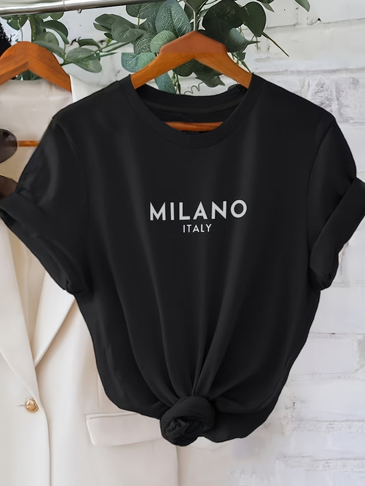 Casual, Stylish Milano Letter T-shirt