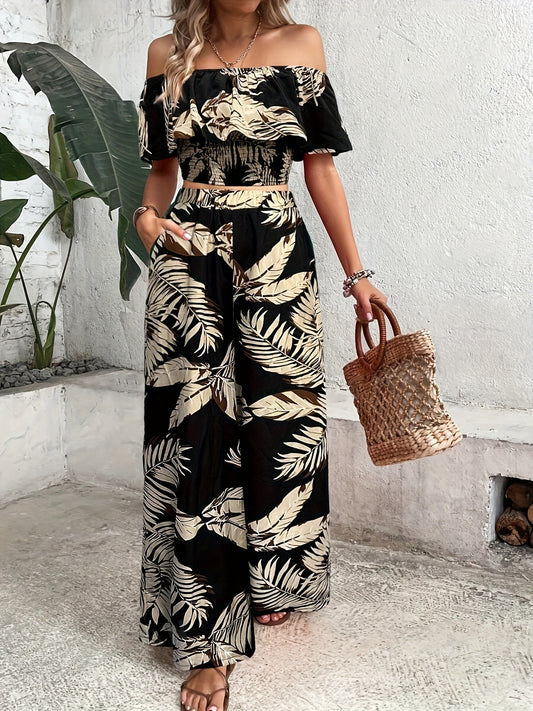 Chic, Tropical Off-Shoulder Set