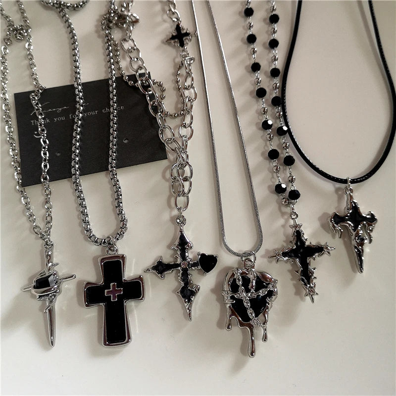 Bold, Gothic Cross Heart Necklace