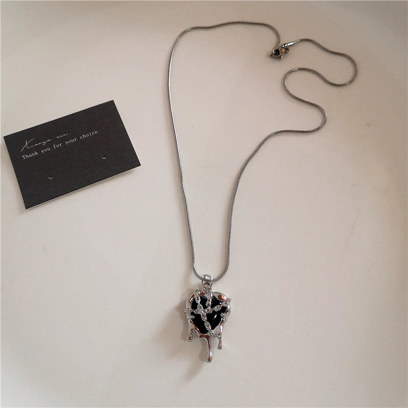 Bold, Gothic Cross Heart Necklace