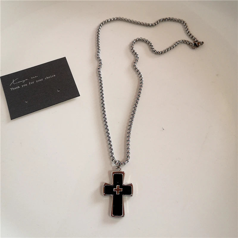 Bold, Gothic Cross Heart Necklace