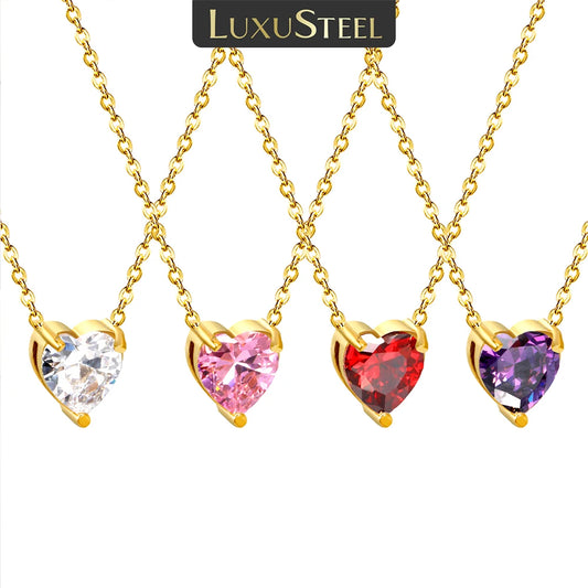 LUXUSTEEL Heart Necklace stainless steel