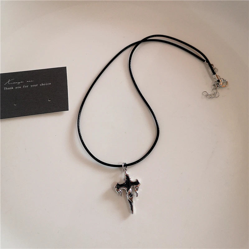 Bold, Gothic Cross Heart Necklace