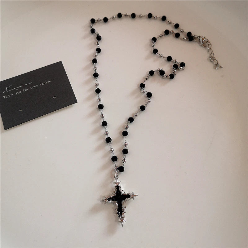 Bold, Gothic Cross Heart Necklace